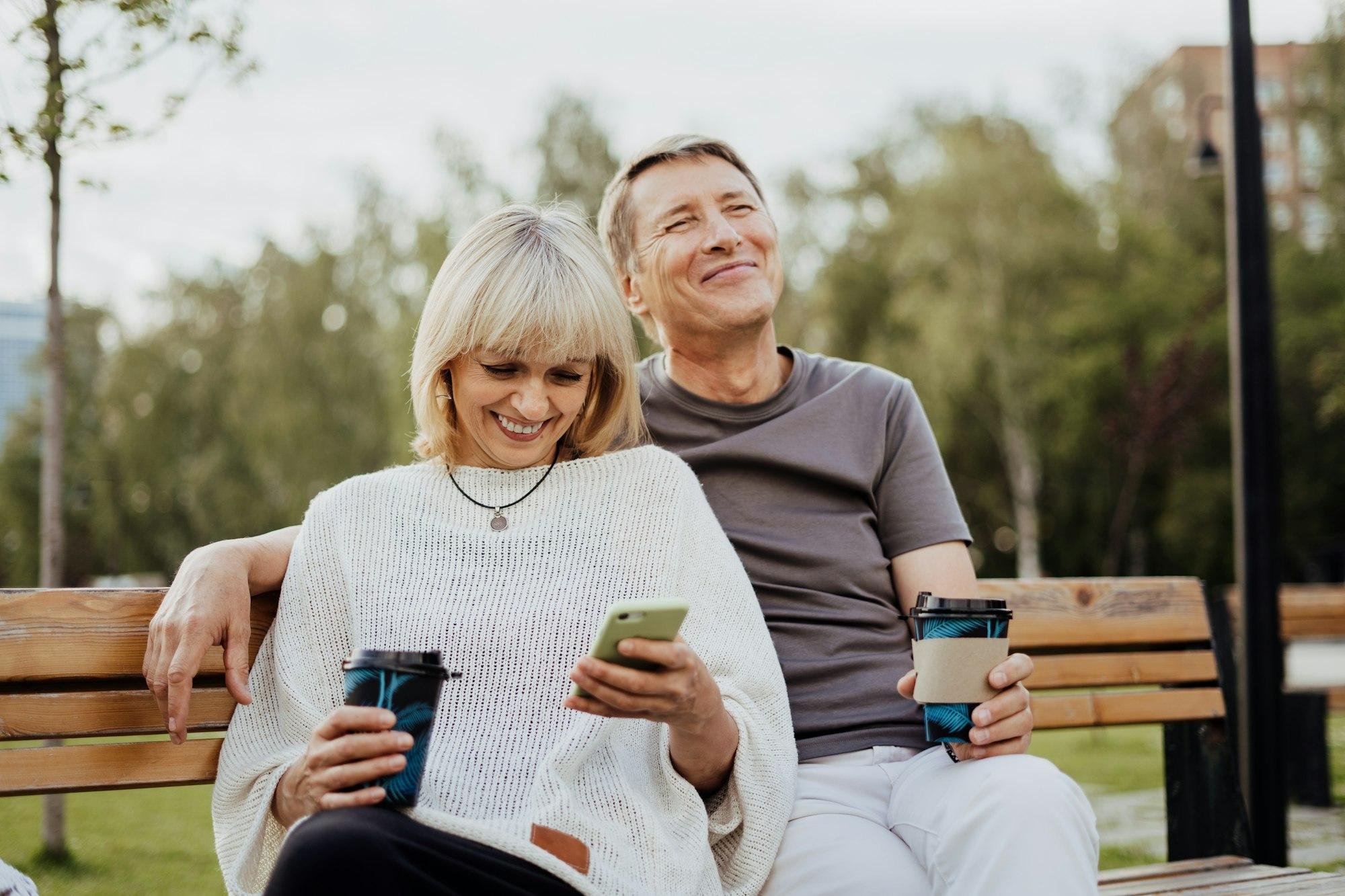 Laughing mature couple