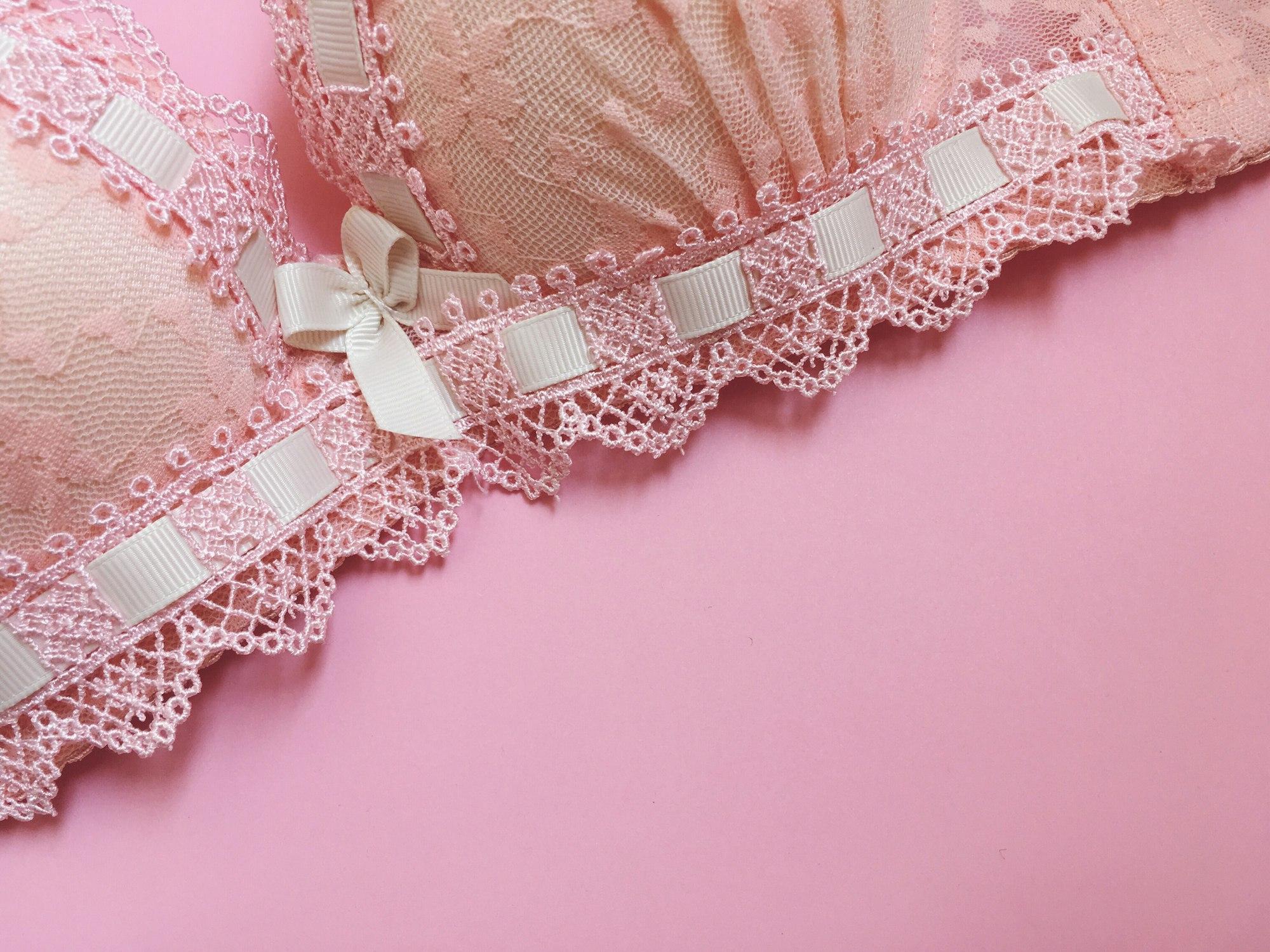 Pink bra on a pink background